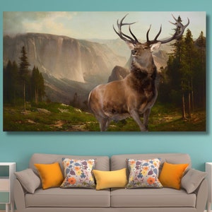 Monarch of the Glen 1851 Edwin Landseer Canvas Wall Art/Stag Oil Painting Artworks/Gift for Deer Lovers Deer Poster/Stag Print/Deer Wall Art