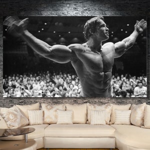 Arnold Schwarzenegger Canvas Wall Art/Black and White Painting/Arnold Schwarzenegger Print/Gym Motivation Poster/Movie Wall Decor/Gym Gift/4
