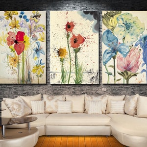 Set Of 3 salvador dali canvas salvador dali wall art flovers Canvas  art butterfly canvas wall art canvas living room wall decor canvas art5