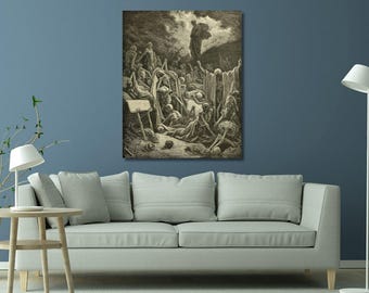 Gustave Dore: Die Vision vom Tal der Trockenen Gebeine Leinwand Wandkunst, Bibel Malerei, Die Bibel Panorama Poster, Religiöses Druckgeschenk 3