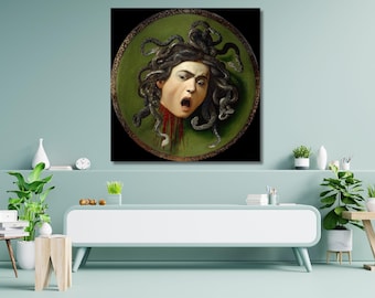 Caravaggio: Medusa Gorgona, pintura sobre lienzo, obra de arte, decoración de pared para el hogar, póster de regalo, impresión de alta calidad, maestro barroco, pintor italiano (12)