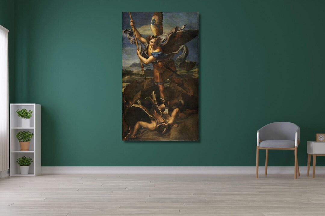 ARTCANVAS Saint Michael Vanquishing Satan 1518 – Raphael Giclee Canvas Print, Ready To Hang