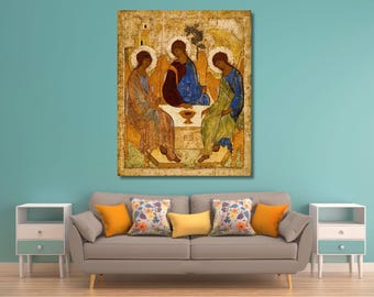 Andrei Rublev: Holy Trinity Canvas / Russian Orthodox Icon / Byzantine Christian Religious Wall Art Print