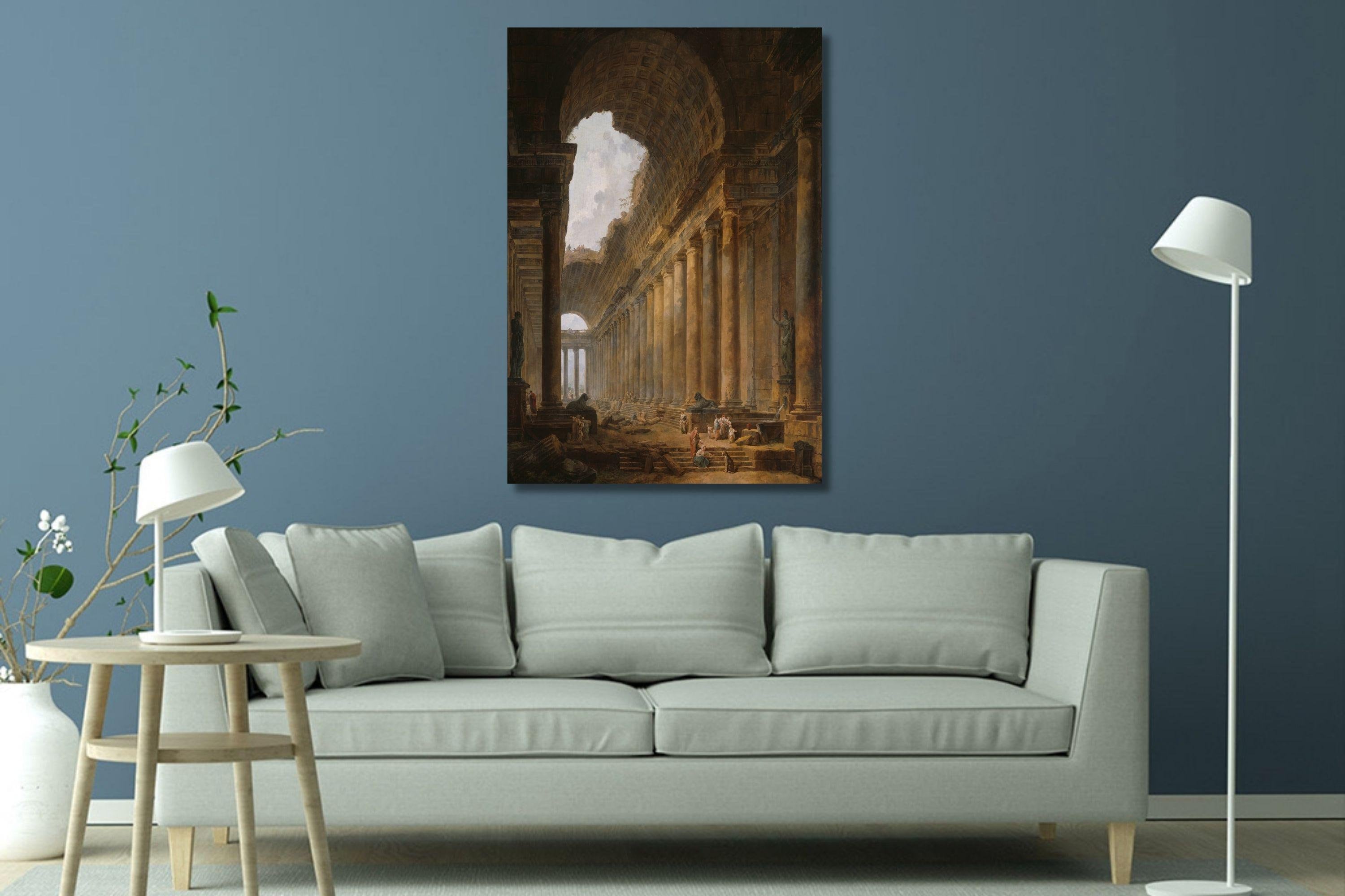 Hubert Robert: The Old Temple (1787) Canvas Wall Art, Artwork Gallery Poster, Wrapped or Framed Giclee Wall Art, Home Wall Decor Print Gift1