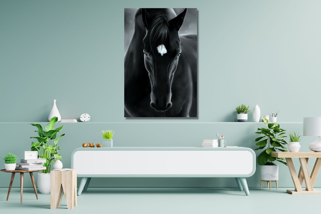 Black and White Horse Canvas Wall Art Horse Canvas Wall Decor Noble
