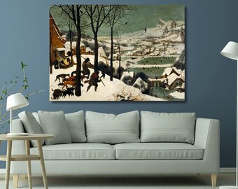 Hunters in the Snow Canvas Print: Pieter Bruegel Winter Landscape