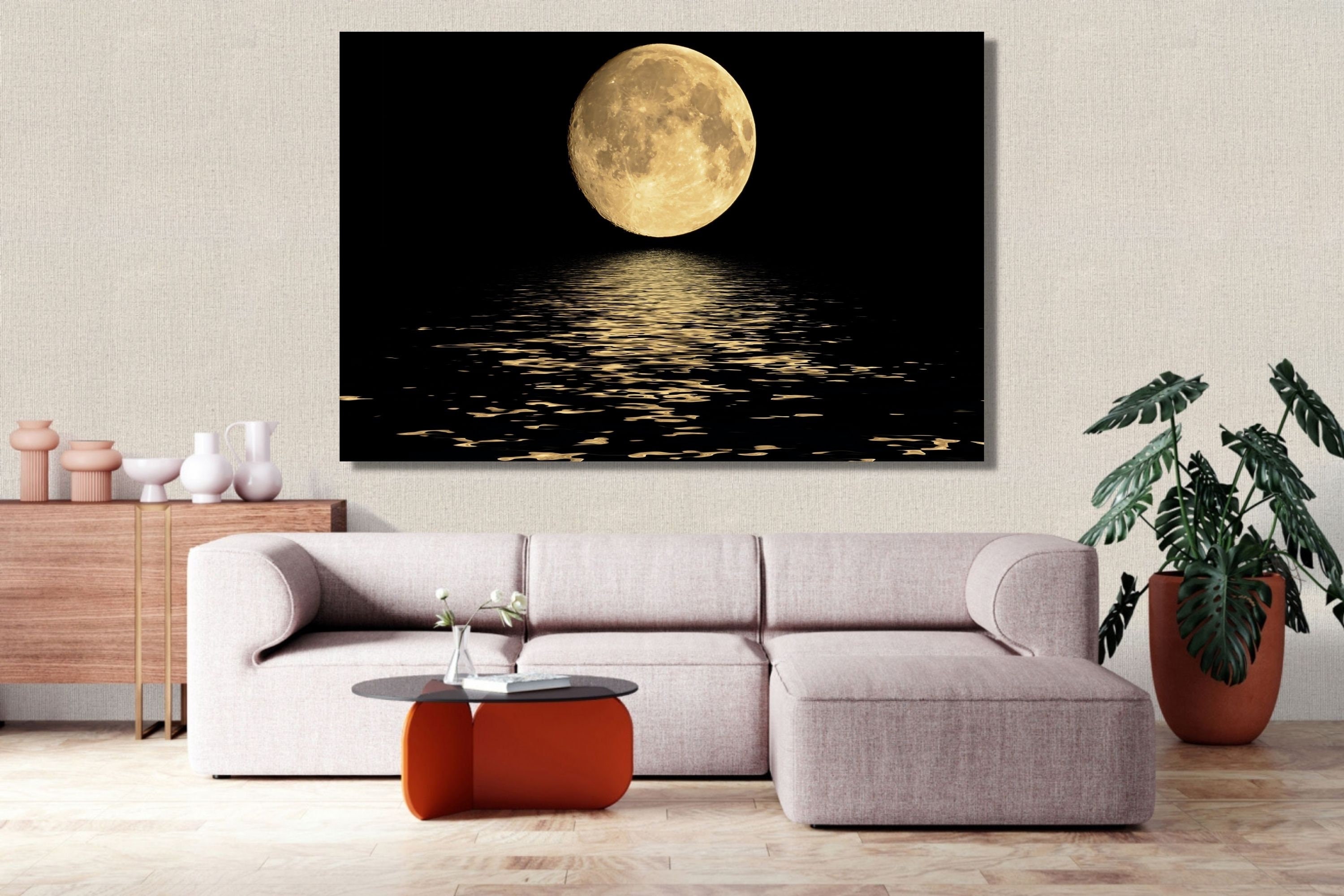完売再製作 2,500円OFF◎Volan◎MOON FLEX 3◎10inch Moon Reflection Canvas/full Moon Wall Art/full Moon Print/full