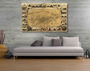 フレズノ カリフォルニア 1901年 ヴィンテージマップ キャンバス