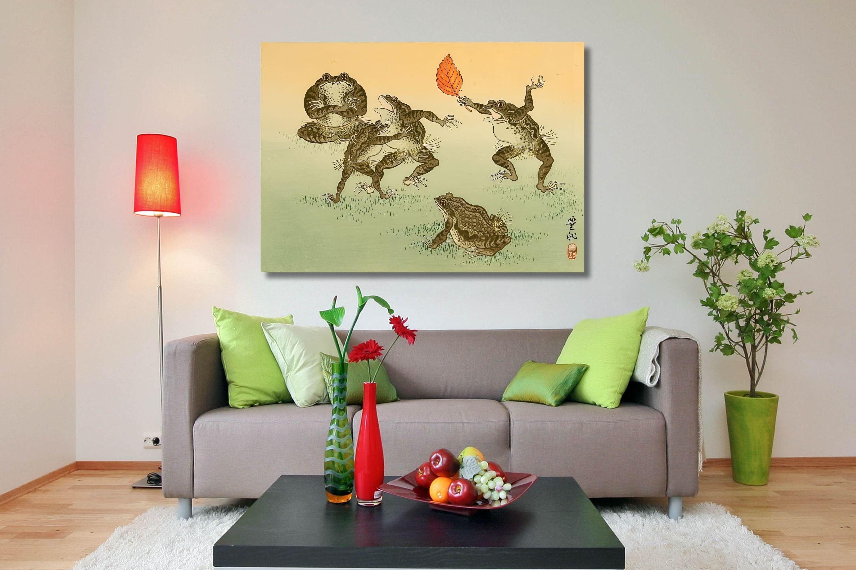 Ohara Koson: Sumo Wrestling Toads (1932) Canvas Wall Art/japanese