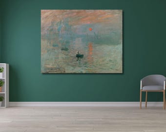 Claude Monet: Impresión, sol naciente (1872) Lienzo decorativo para pared, Pintura de Monet, Lámina de obra de arte, Póster de Monet, Impresión de alta calidad, (10)