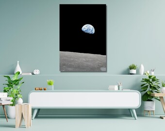 Apollo 8 Earthrise Leinwanddruck - Weltraum Foto, Zimmer Dekor / 11