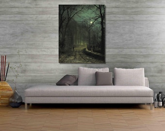 John Atkinson Grimshaw: November Moonlight Canvas / Victorian Night Landscape / Atmospheric Moonlit Art / Moody Wall Decor/4