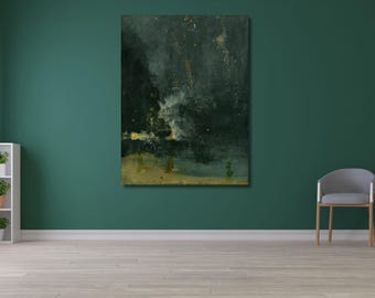 Whistler Nocturne wydruk na płótnie: Spadająca rakieta, sztuka vintage/2