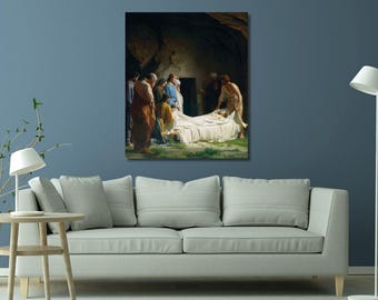 Carl Bloch: Burial Of Christ (1865-1879) Canvas Wall Art/Jesus Poster Print/Religious Poster/Vintage Painting/Wrapped or Framed Wall Art/11