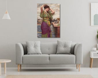 John William Godward: A Fair Reflection (1915) Canvas Wall Art/Neo Classical Art Poster Gifts/Pre Raphaelite Art/Renaissance Print Decor/4