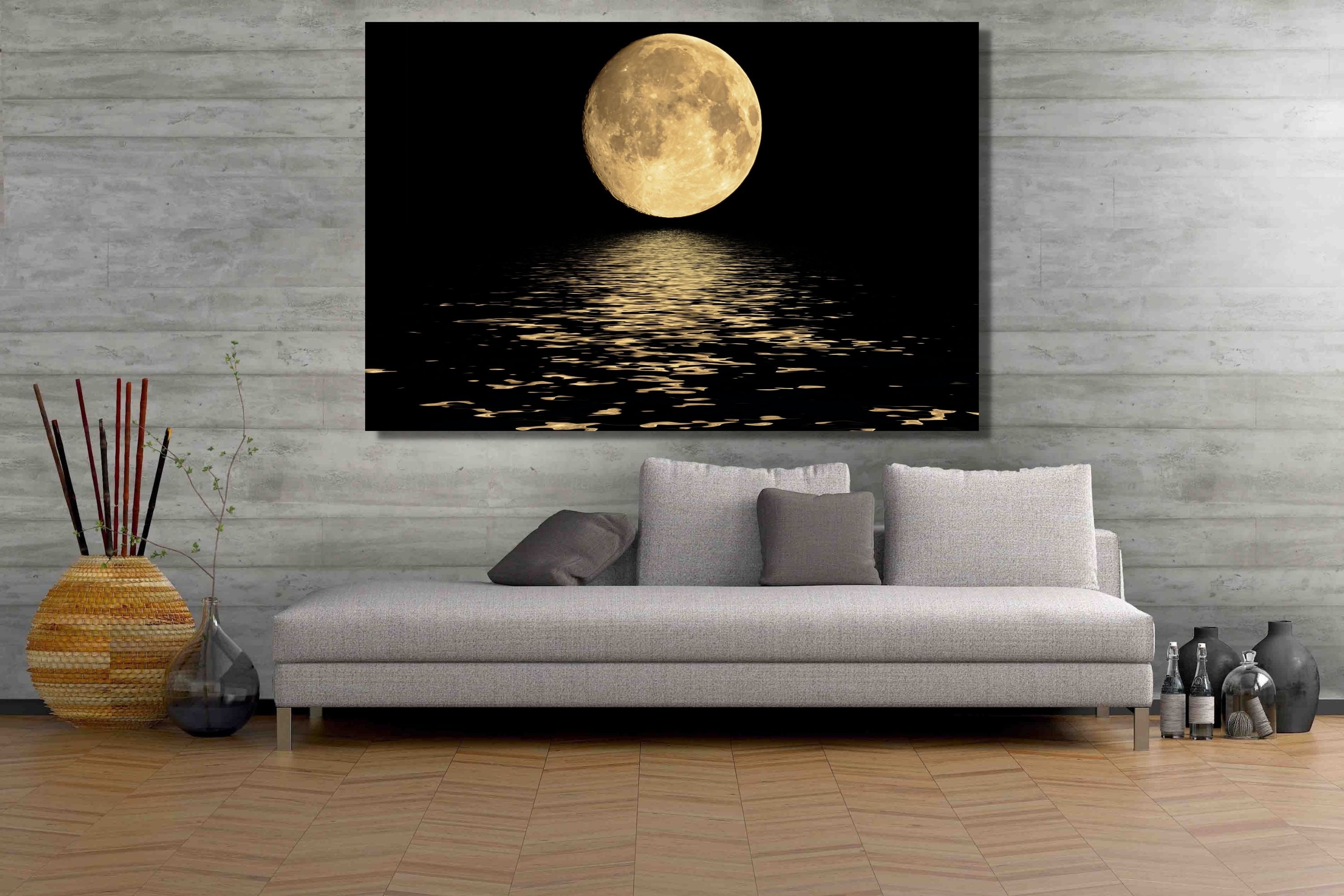 Moon Reflection Canvas/full Moon Wall Art/full Moon Print/full - Etsy