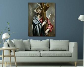El Greco: Jesus Carrying The Cross Canvas/Christian Wall Art/Bible Painting Print/Religious Masterpiece/Museum Quality Reproduction Gift/1