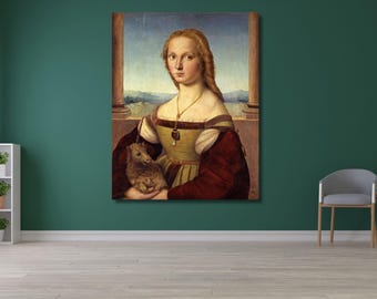 Raphael Santi: Portrait of a Lady with a Unicorn 1506 Canvas Wall Art, Artwork Painting,Vintage Art,Home Wall Decor, Famous Art Prints 1