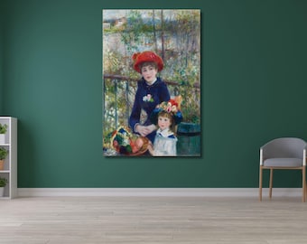 Pierre-Auguste Renoir: Dos hermanas (en la terraza) (1881) Lienzo para pared/Cuadro enmarcado o enrollado/Pinturas de Renoir/Impresionismo/11