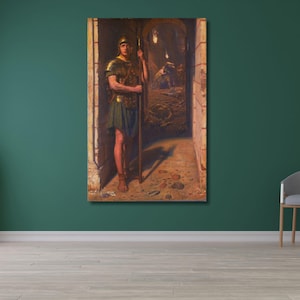 Edward John Poynter: Trogen in i döden (1865) Canvastavla/Soldatstryck/Vintagekonstverk/Inslagen eller inramad väggkonst/Soldatsmålning 2