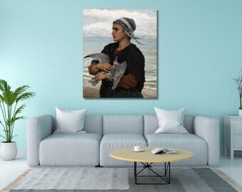 Jules Breton: The Wounded Seagull (1878) Canvas Wall Art/Home Wall Decor/Antique Vintage Style/Artwork Painting/Art Print Poster Gift/1