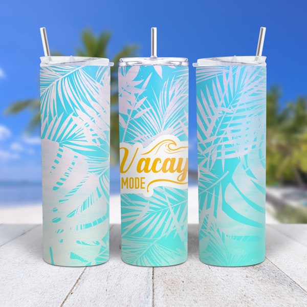 20oz Skinny Tumbler Vacation Vaccay fashion summer vibes Sublimation Design Template Instant Digital Download. Summer sun glitter humor