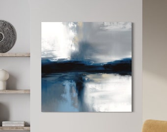 Blau Grau Abstrakte Malerei Große Zeitgenössische Leinwand Kunst Moderne Blaue Minimalist Wand Kunst Wohnzimmer Dekoration Spachtel Kunstwerk