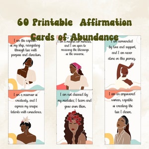 60 Self Love Printable Affirmation Cards, Boho Positive Affirmation Cards, I Am Enough, I Am Worthy, Self-Care Cards
