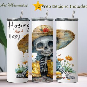 Hoeing Aint Easy PNG, Funny Gardening Clipart, Skeleton Gardener Sublimation Design, Trendy Plant UVDTF Transfer