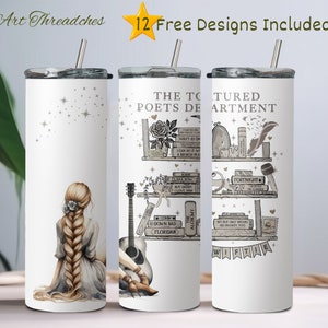 Musical Library 20 oz Skinny Tumbler Sublimation Design Digital Download PNG Instant Digital Only, Swifties