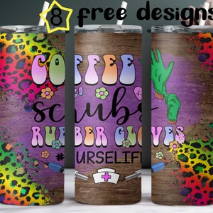 Nurse Life Tumbler Design, 20 oz Skinny Tumbler Wrap, CNA Nurse Sublimation Design, Nurse Digital Download, PNG Digital, Nurse Gift