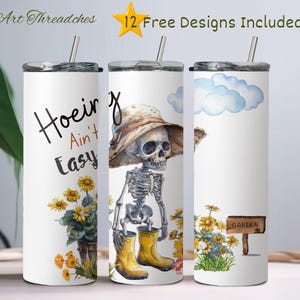 Hoeing Aint Easy PNG, Funny Gardening Clipart, Skeleton Gardener Sublimation Design, Trendy Plant UVDTF Transfer