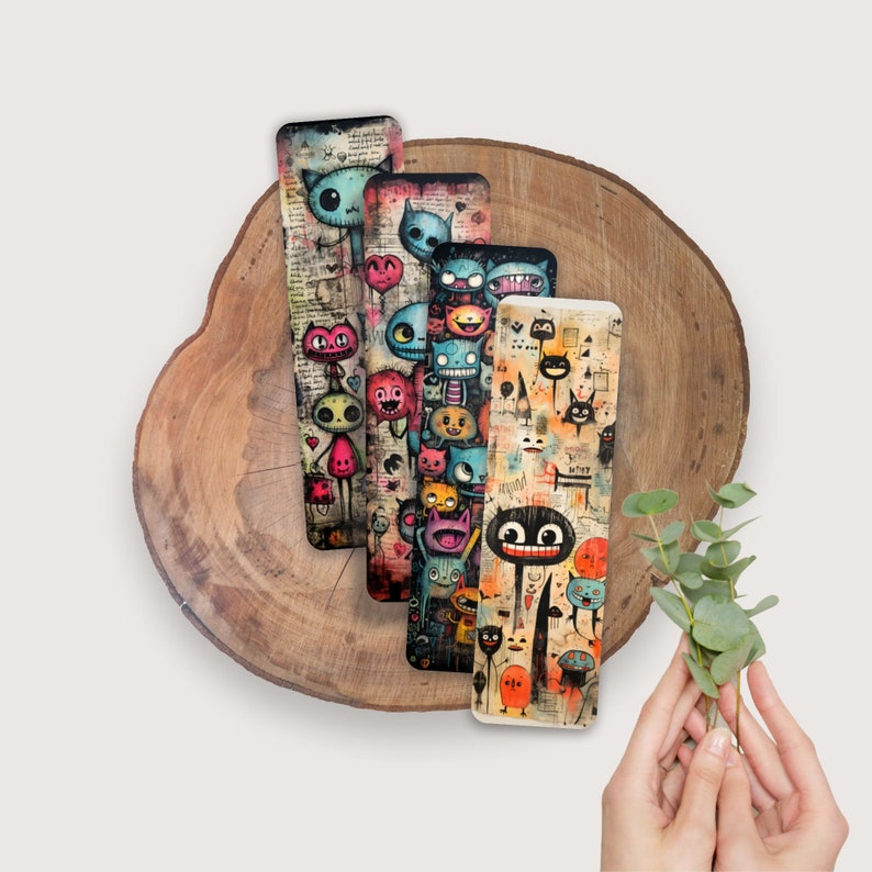 Cute Little Monsters Printable Bookmarks 16 Cute Mixed Media Bookmark ...