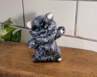 Cat Statue Vintage Decor - Cute Black Ceramic Cat