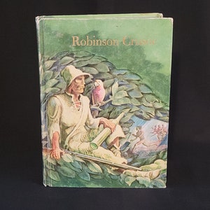 Vintage Robinson Crusoe Hardcover Book Illustrated 1989 Printing By Daniel Defoe
