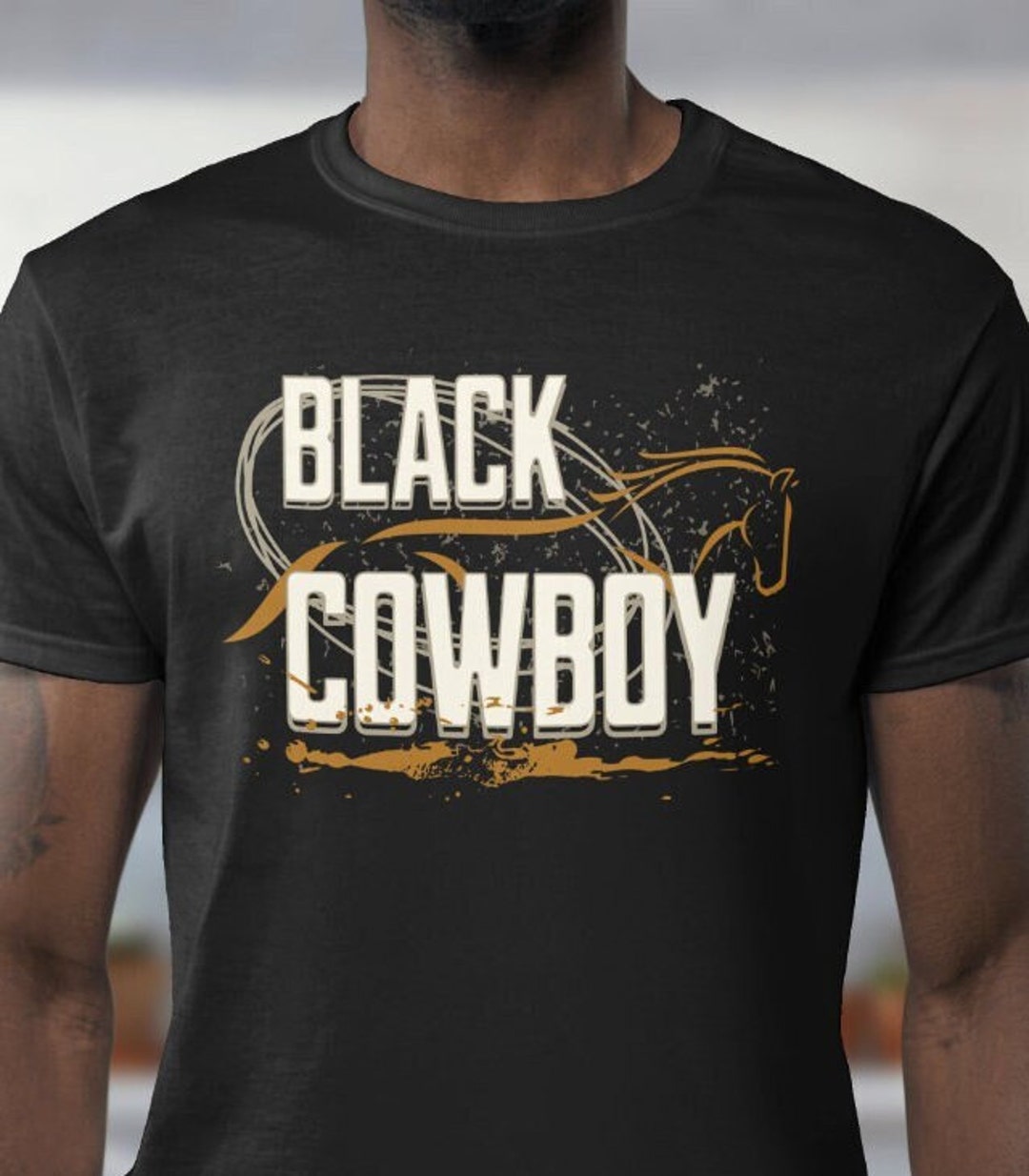 Black Cowboy Shirt Graphic T Shirt Black Horse Rider - Etsy