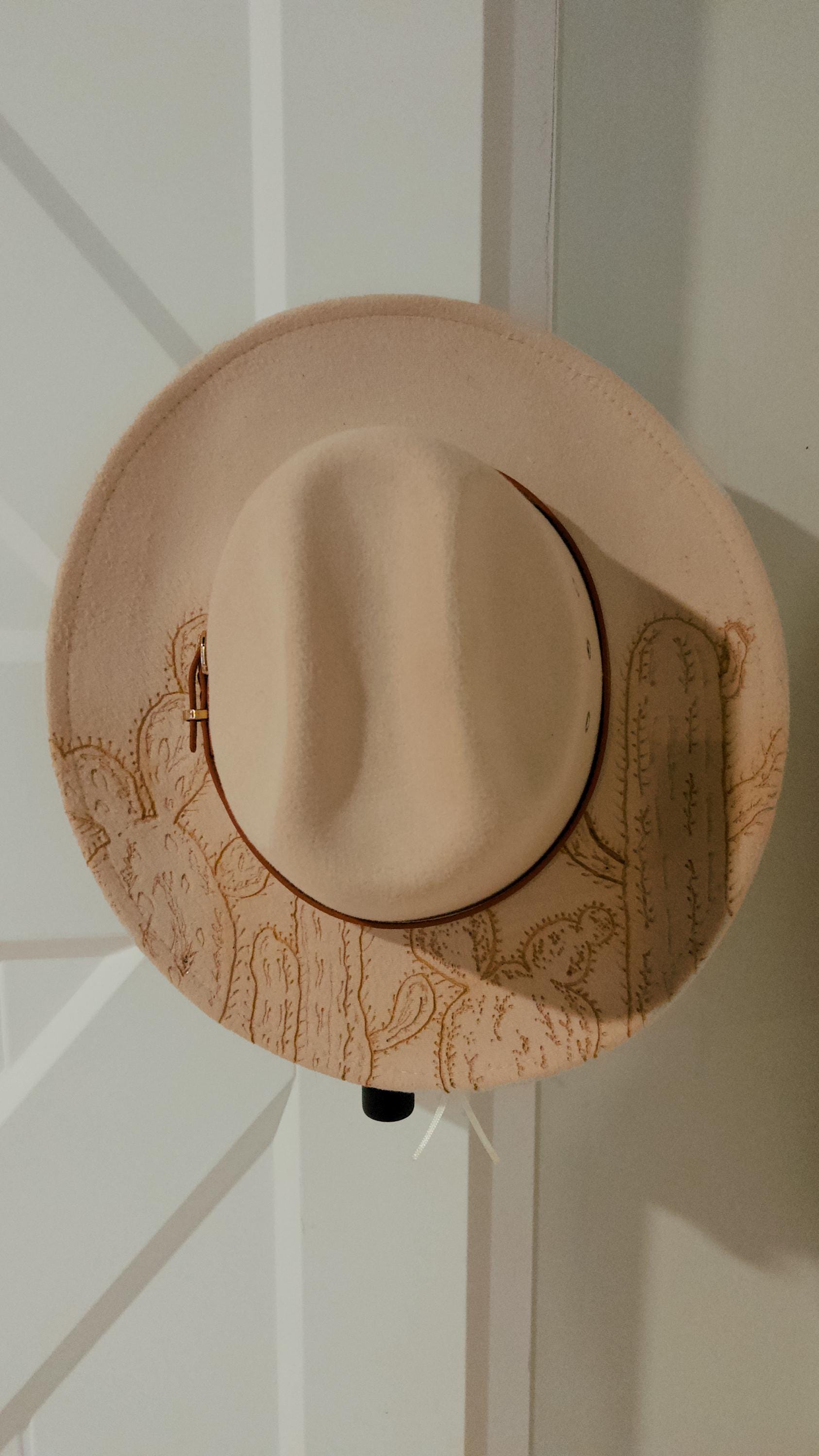 Women\'s Cream Western Felt Hat with Cactus Accent Custom Cowboy Hats Online | Cactus N Felt Hat Bar main image 2