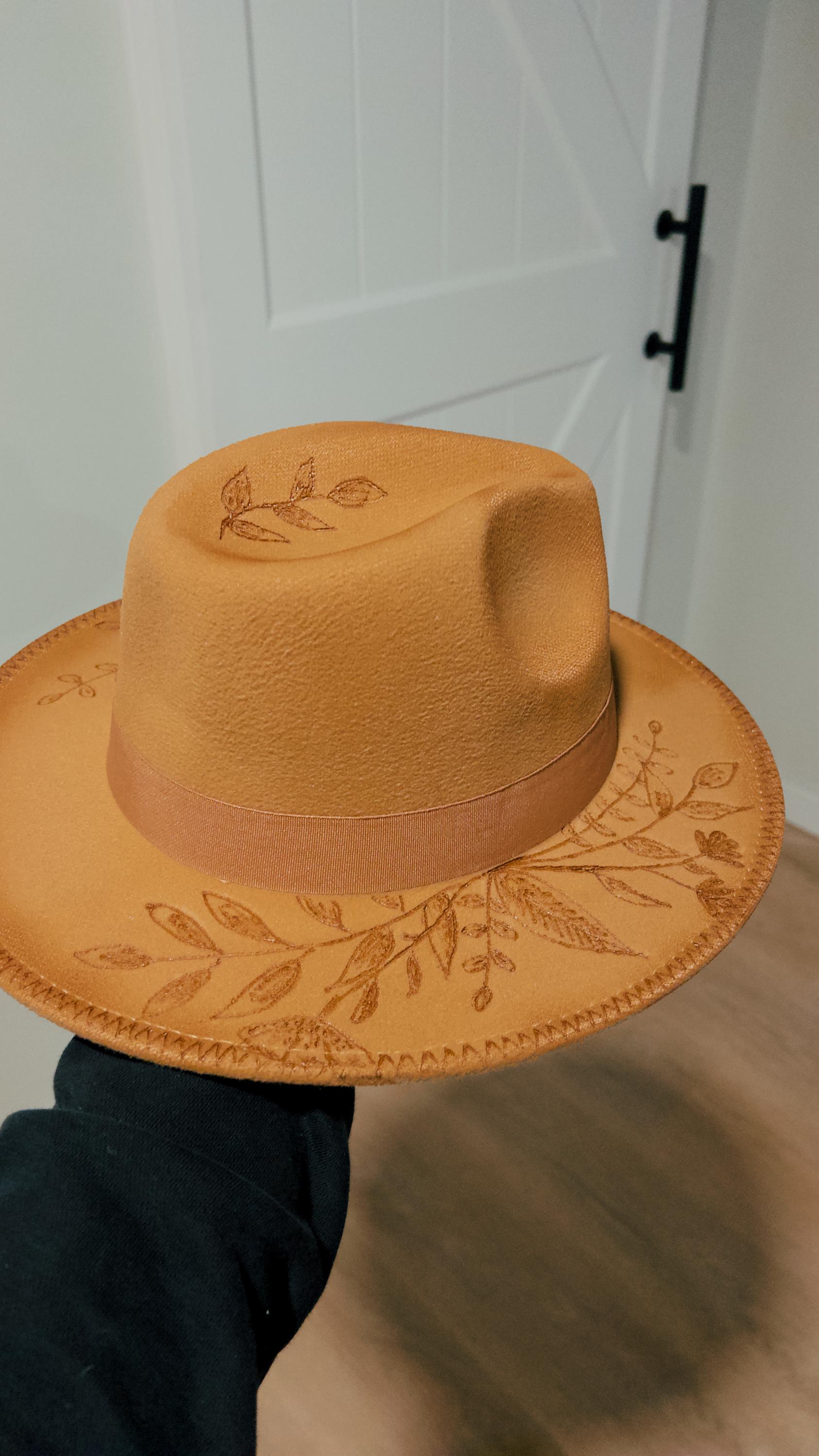 Hand Burned Floral Cowboy Hat | Boho Western Felt Ranch 