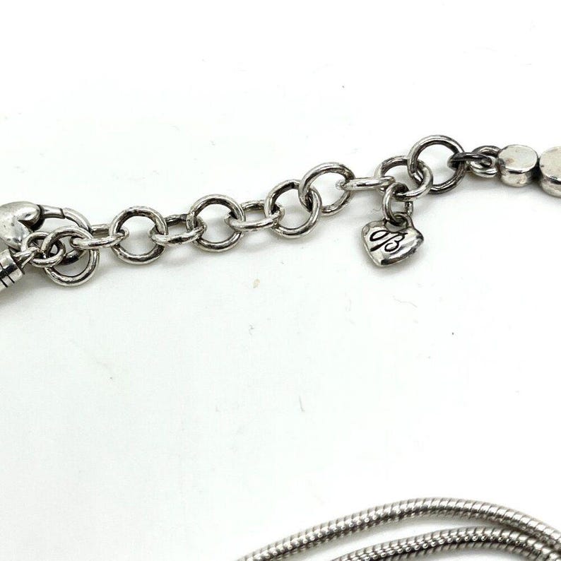 Collier tourbillon BRIGHTON vintage ton argent avec pendentif disque chaîne serpent signé image 11