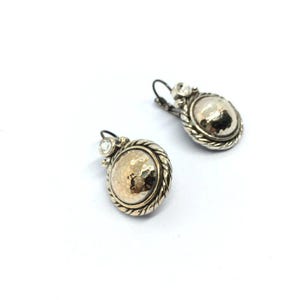 VINTAGE BRIGHTON Necklace Earrings Set Hammered Gold Disc Rhinestone Pendant image 15