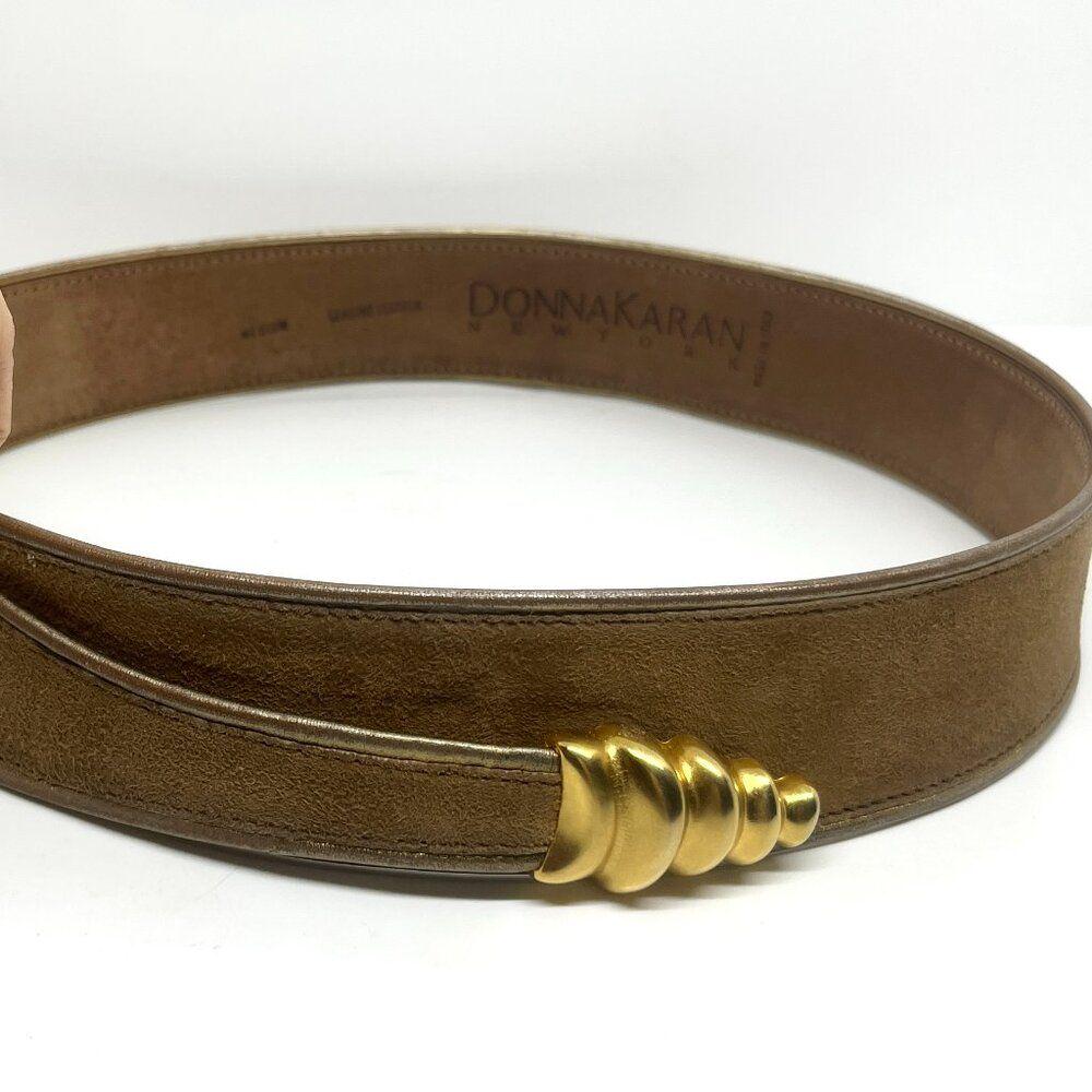 Donna Karan vintage 90s brown leather belt with gold tone hardware Donna Karan Belt - Etsy main image 3