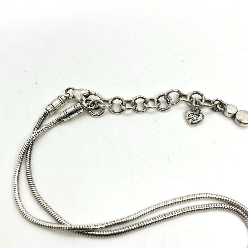 Collier tourbillon BRIGHTON vintage ton argent avec pendentif disque chaîne serpent signé image 10