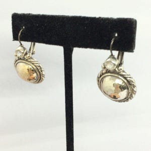 VINTAGE BRIGHTON Necklace Earrings Set Hammered Gold Disc Rhinestone Pendant image 8