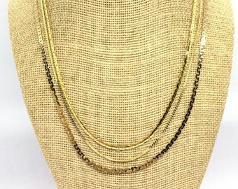 Ensemble de bracelets collier à chevrons VINTAGE DORÉ Chaînes superposées à maillons délicats