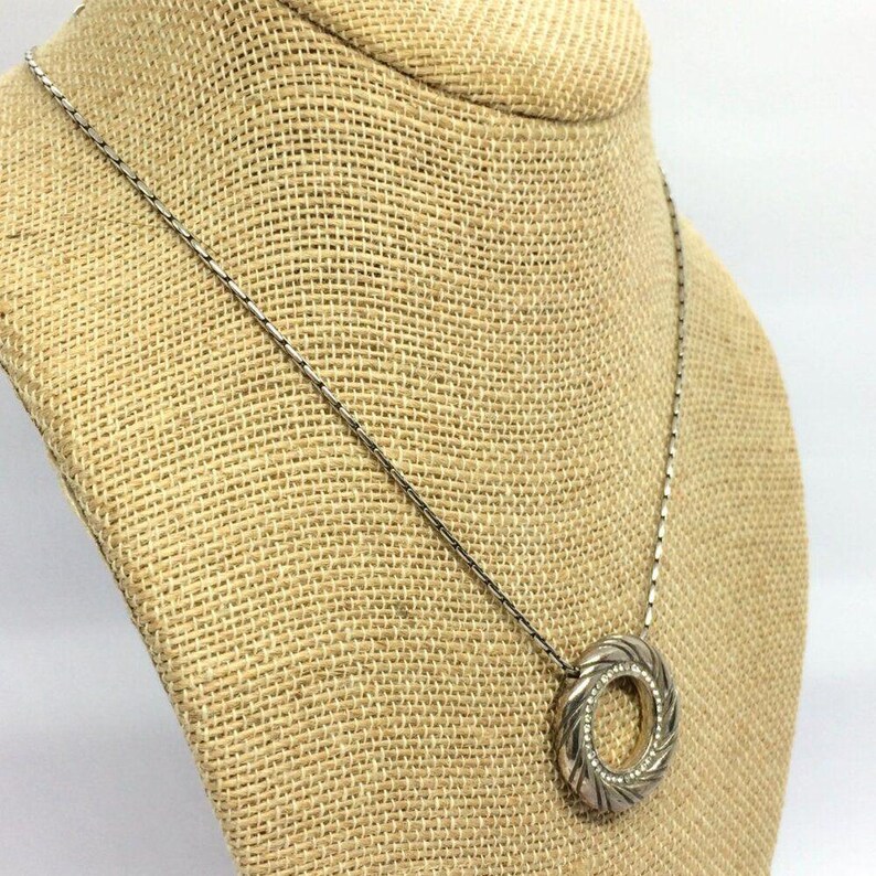 VINTAGE BRIGHTON Necklace Earrings Set Hammered Gold Disc Rhinestone Pendant image 4