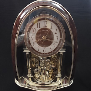 Gorgeous! Rhythm Clocks "Classic Nightingale" Musical Motion Clock H11.4"xL8.9"xW4" 8 crysyals