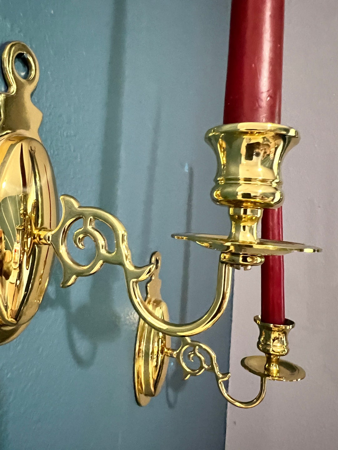 Vtg Brass Wall Candle Sconces Set of 2 Beautiful - Etsy