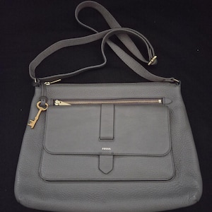Fossil Kinley Adjustable Crossbody Purse, Handbag Smokey Gray Pebbled  Leather