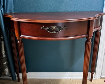 Bombay Furniture Mahogany Wood Console Entry Hall Table Half Moon Vtg Solid Wood 2002