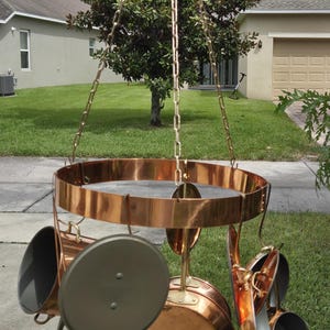 MCM Copper & Brass Pots and Pans with ceiling roof hanger(16"D) spatula and fork made in Korea